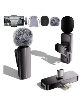 Wireless Lavalier Microphone USB-C Lightning Clip-on AI Noise Cancellation